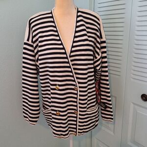 NWT DEAD STOCK HAUS DOUBLE BREASTED CARDIGAN SWEATER WOOL BLEND "GOLD" BUTTONS